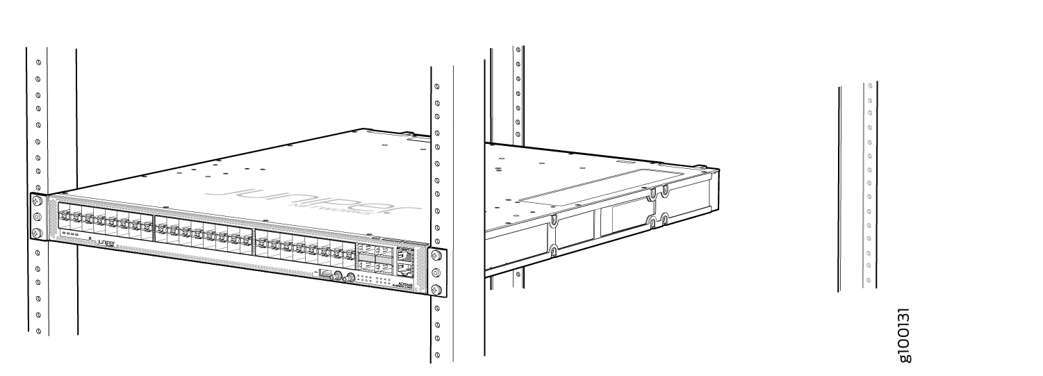 ACX5448 Router Secured by Front-Mounting Brackets