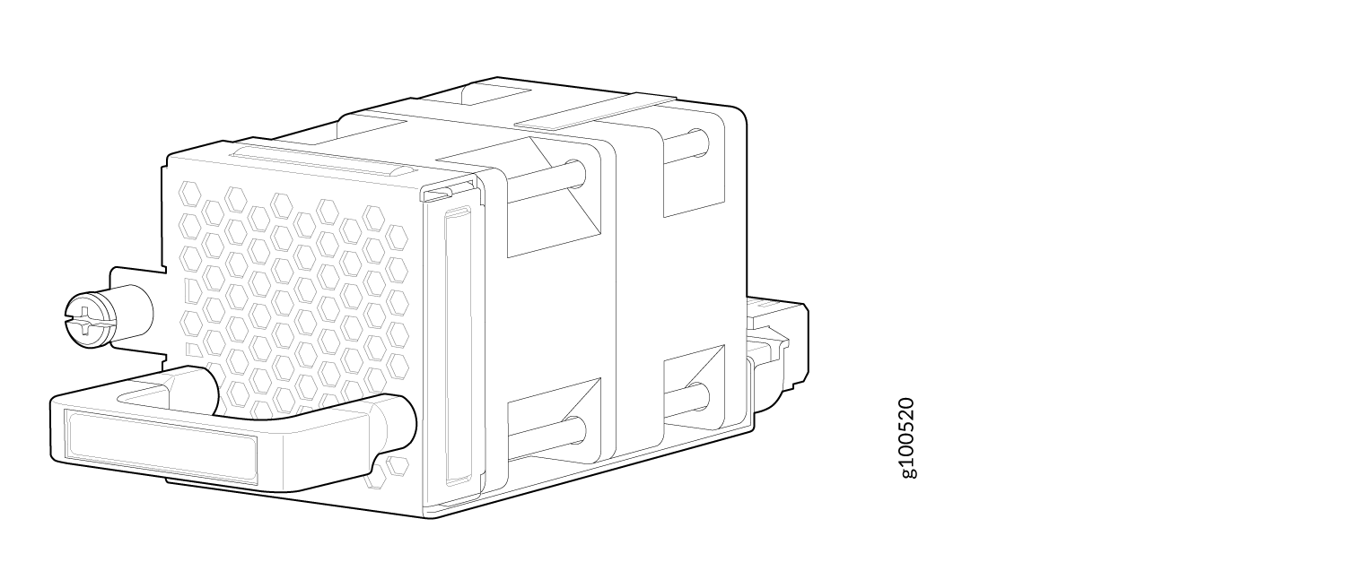 Technical line drawing of an electronic component with hexagonal pattern and text g100520.