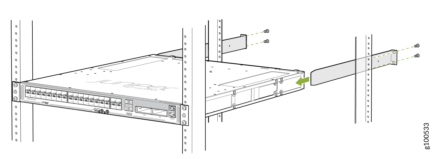 Install the Mounting Blades on an ACX5448-D Router