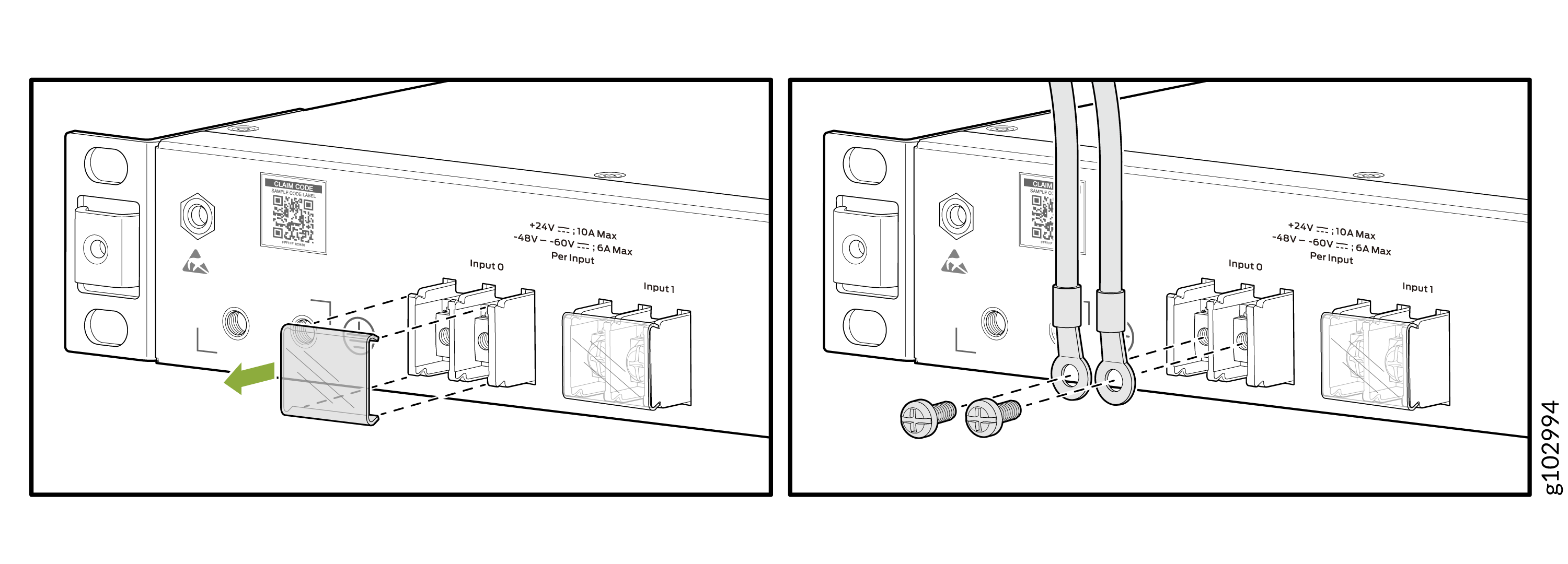 Connect DC Power Cable to an ACX7020 Router