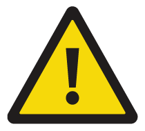 Yellow triangle with black border and exclamation mark indicating caution or alert.