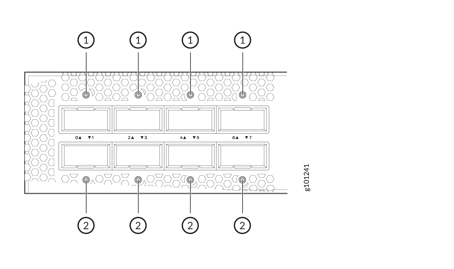 Diagram of server rear panel with labeled screws for securing and ports for Ethernet or fiber connectivity. Hexagonal pattern suggests ventilation.
