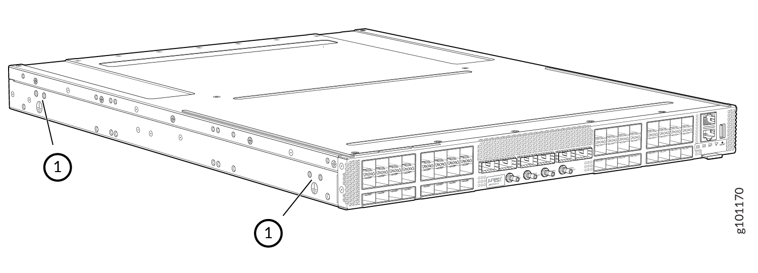 Line drawing of a network switch with multiple ports on the front panel for connecting network cables.