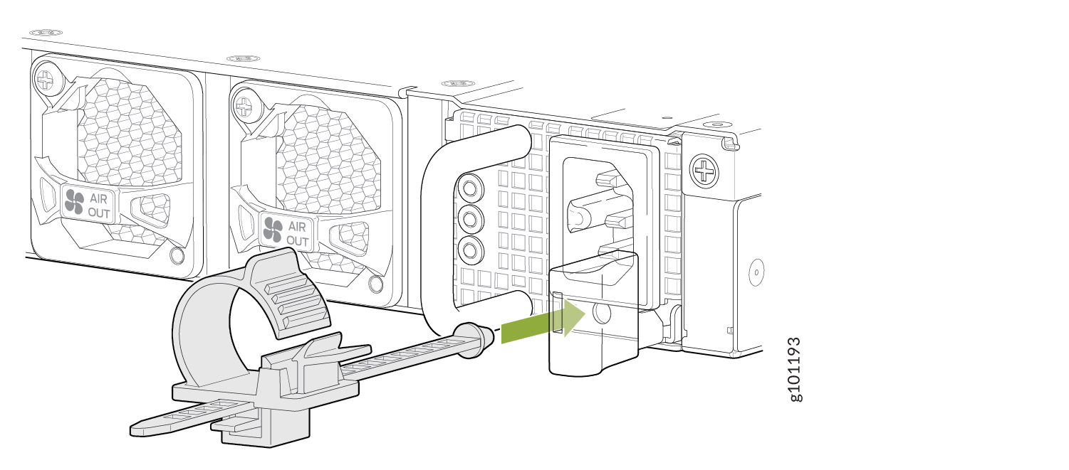 Insert Power Cord Retainer Strip on the AC PSM