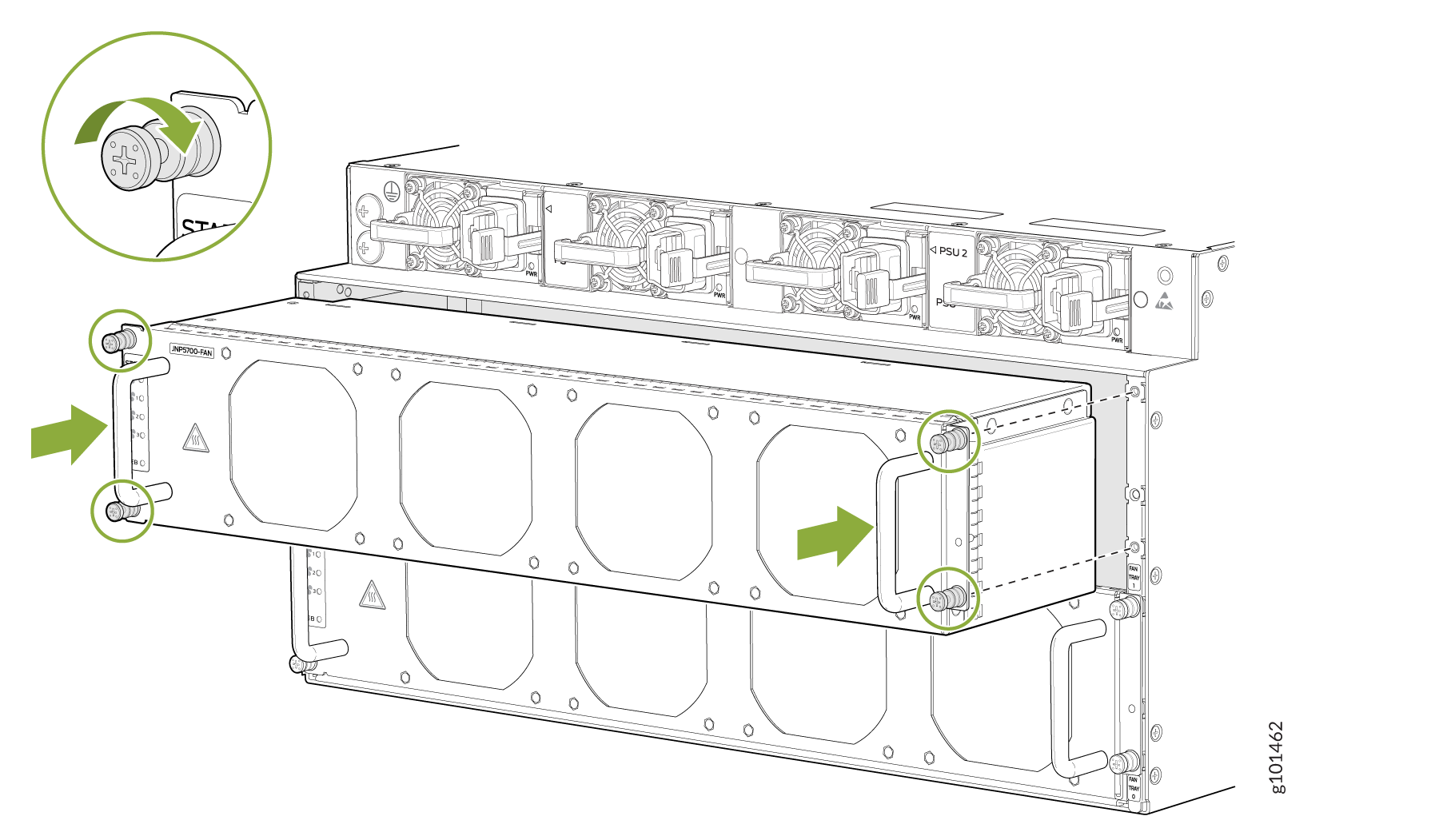 Installing a Fan Tray JNP5700-FAN in the ACX7509 Router