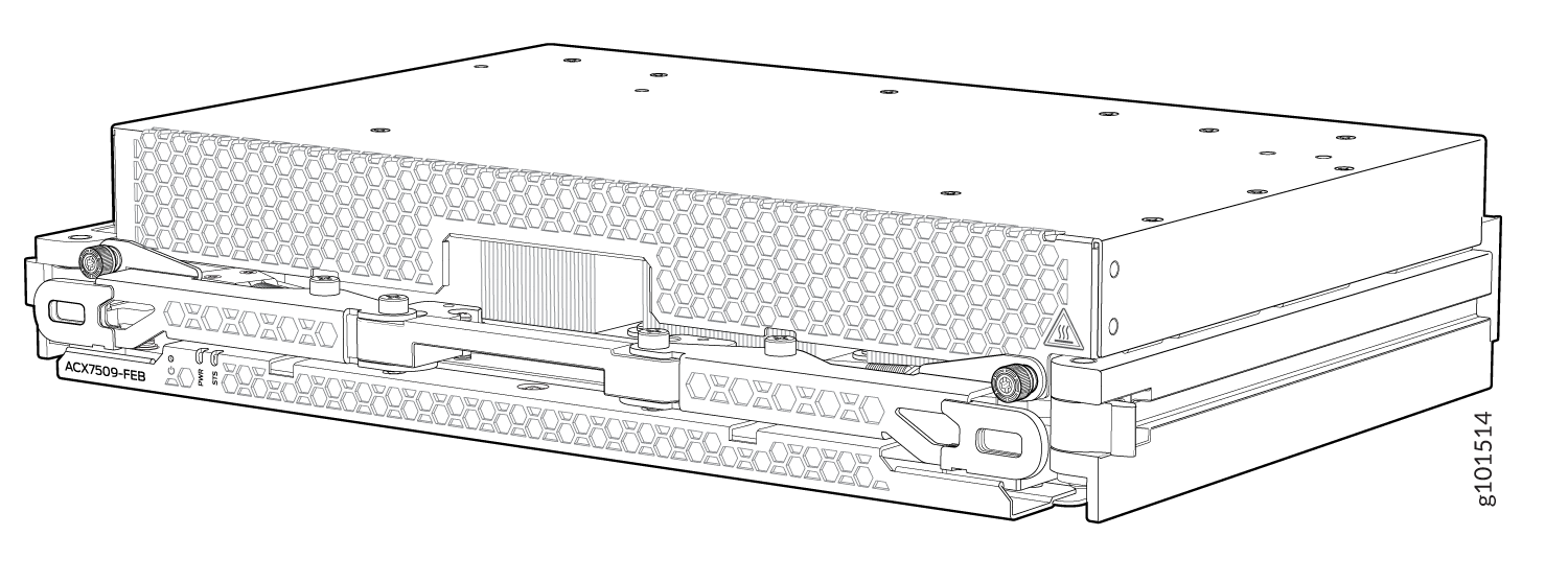 Field Replaceable Unit labeled ACX7509-FEB for a networking device with honeycomb design for cooling.