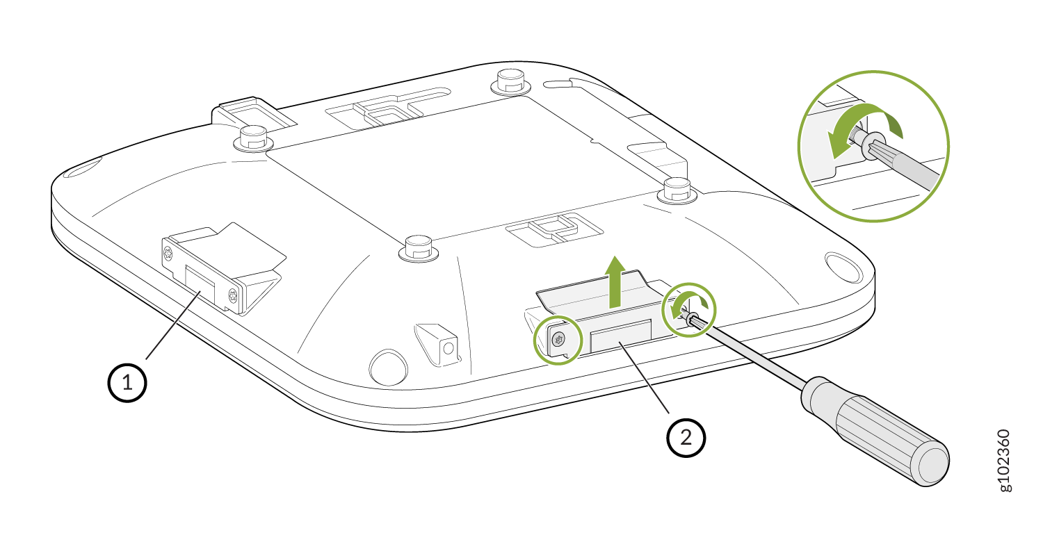 Diagram illustrating how to adjust a component under a device using a screwdriver. Arrows show screw loosening direction.