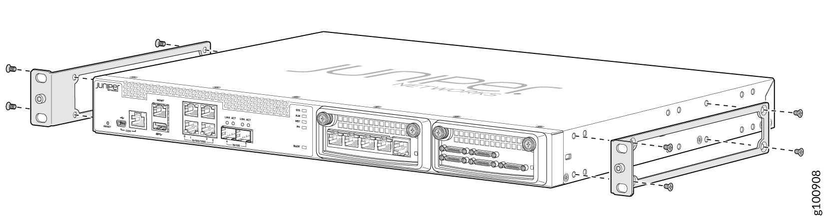 Attaching the Mounting Brackets to the Side Panels of the CTP151 Device