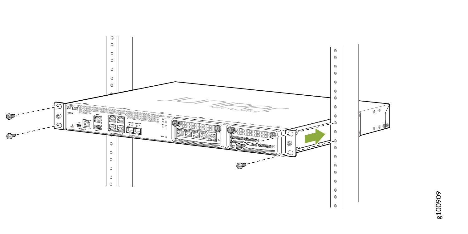 Mounting the Device on Two Posts in a Two-Post Rack