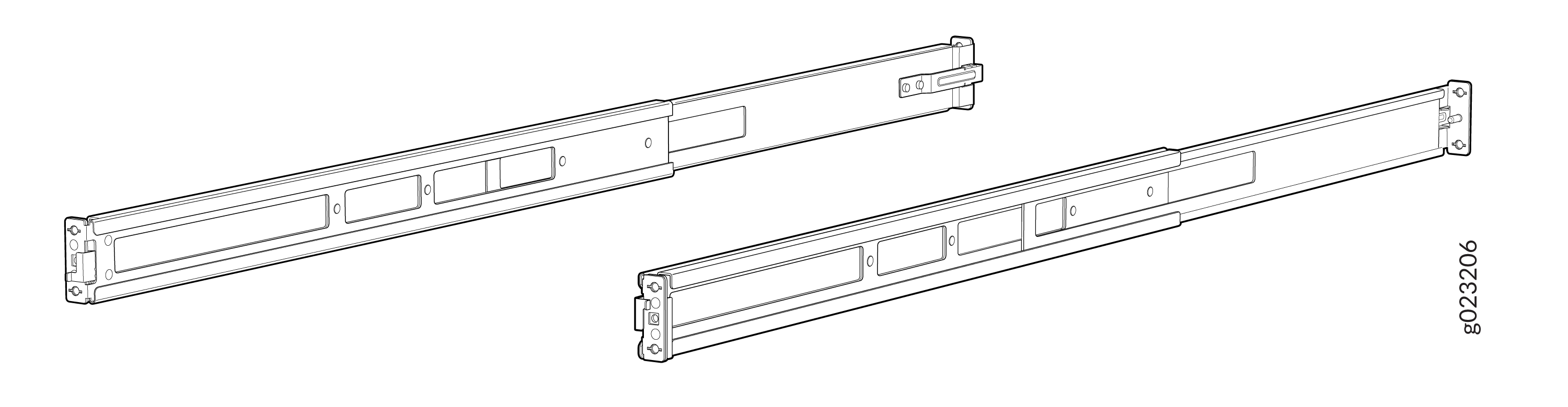 Telescopic drawer slides with interlocking metal pieces for smooth drawer movement.