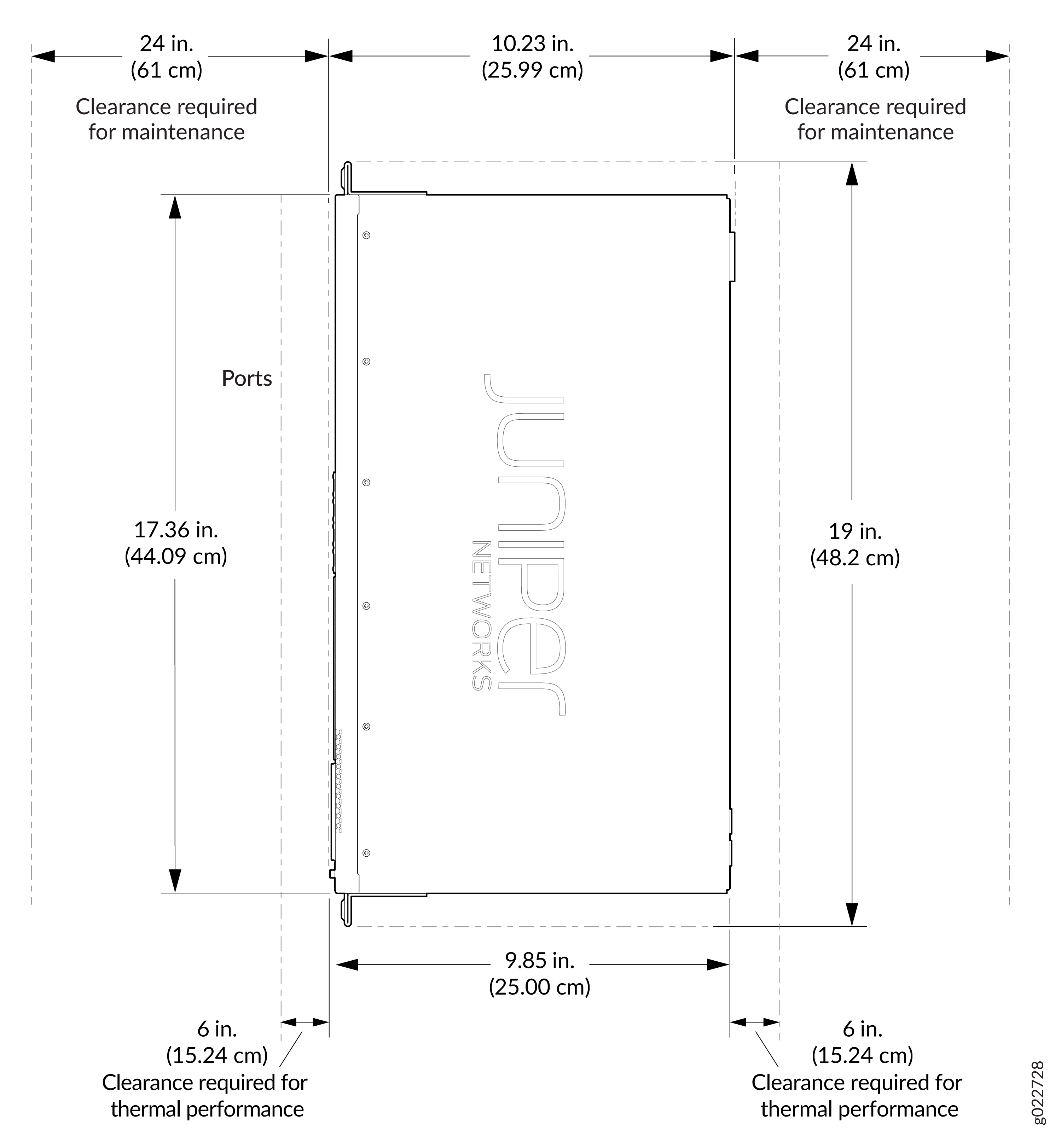 Clearance Requirements for Airflow and Hardware Maintenance for the EX4100-F-24T and EX4100-F-48T Switch