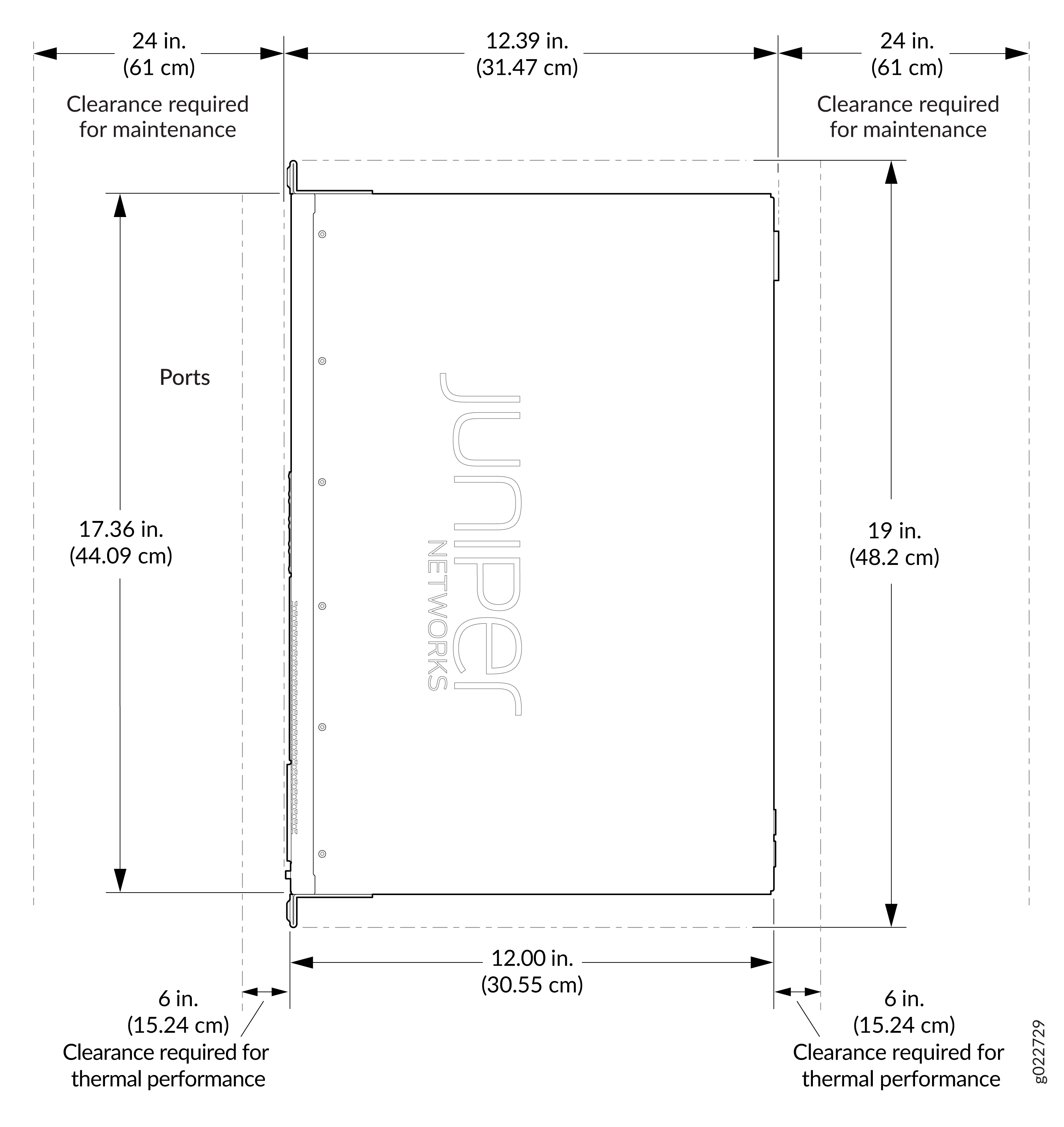 Clearance Requirements for Airflow and Hardware Maintenance for the EX4100-F-24P and EX4100-F-48P Switch