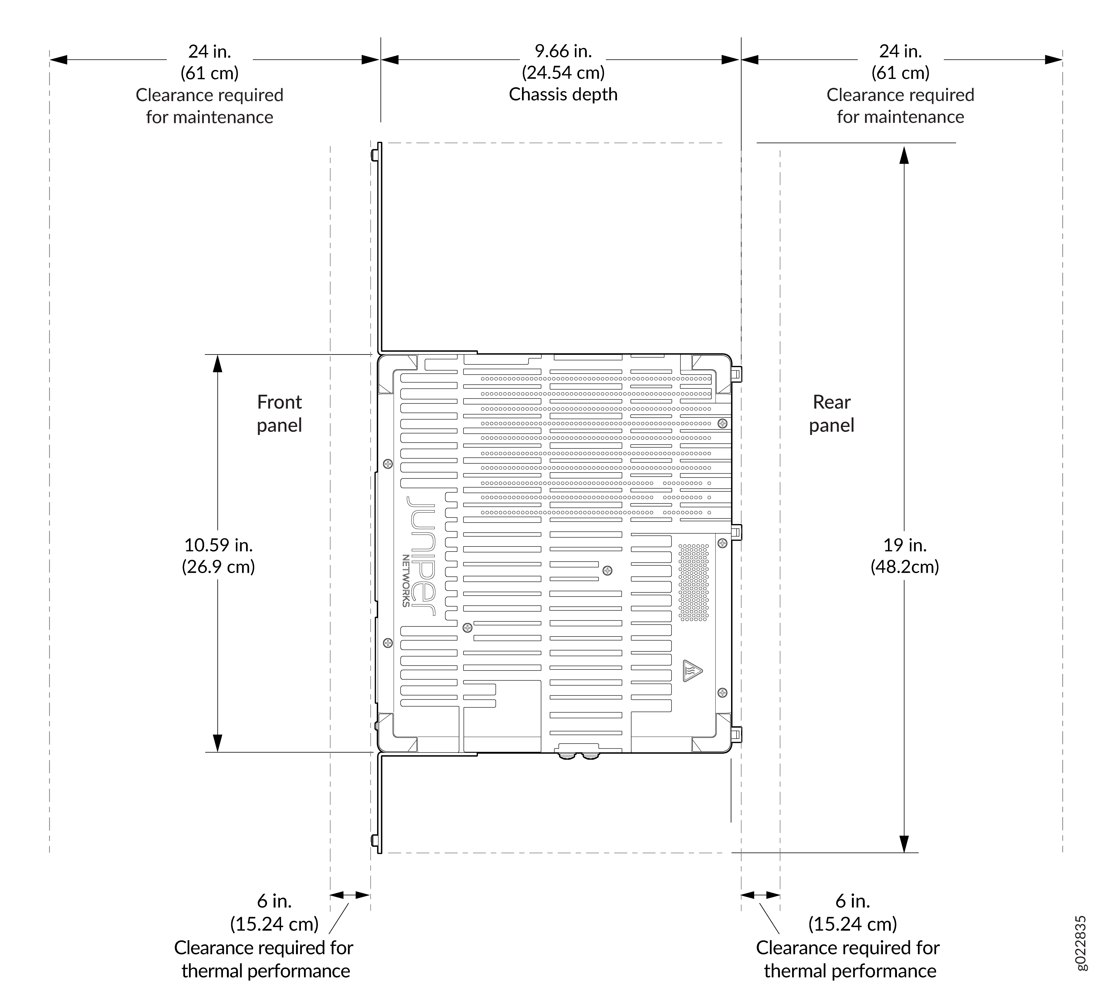 Clearance Requirements for Airflow and Hardware Maintenance for EX4100-F-12P and EX4100-F-12T switches