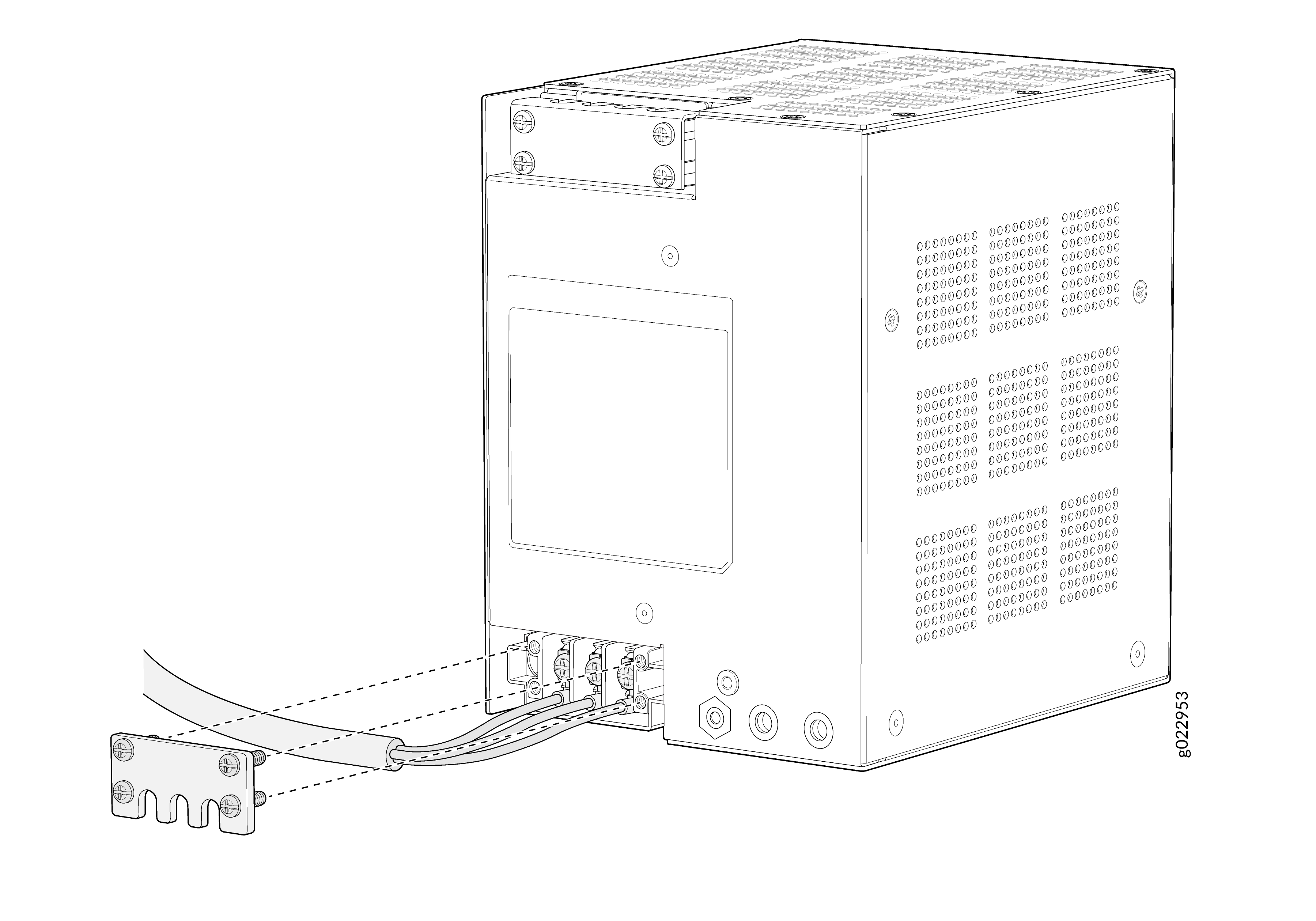 Secure the protective terminal cover over the input power terminal