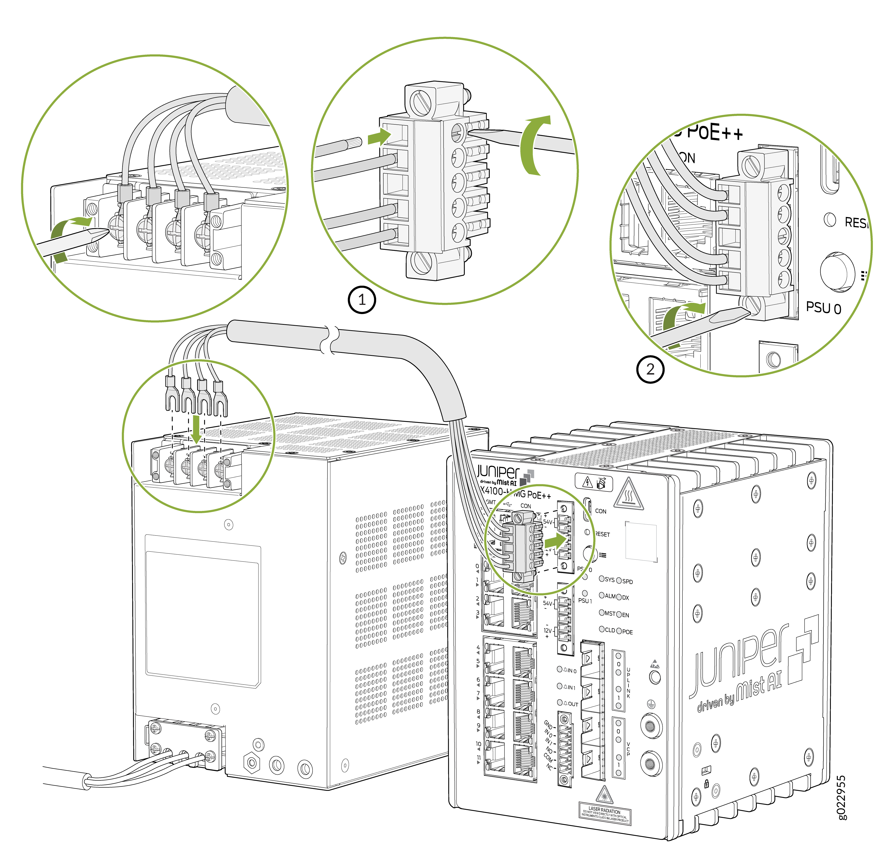 Connect Switch to the PSU Using the Interconnecting Wire