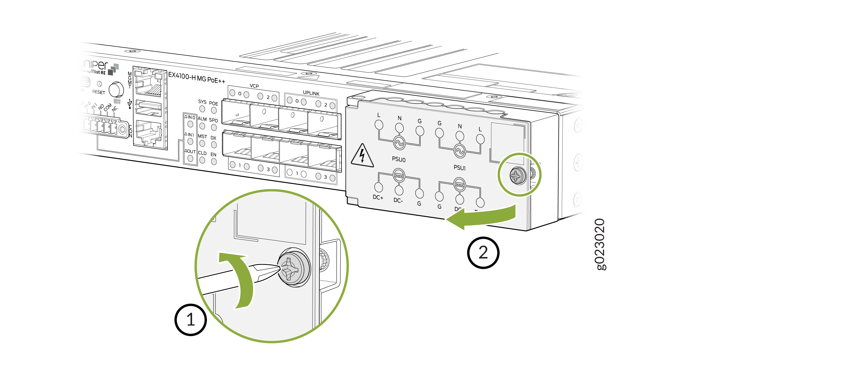 Open the power terminal door