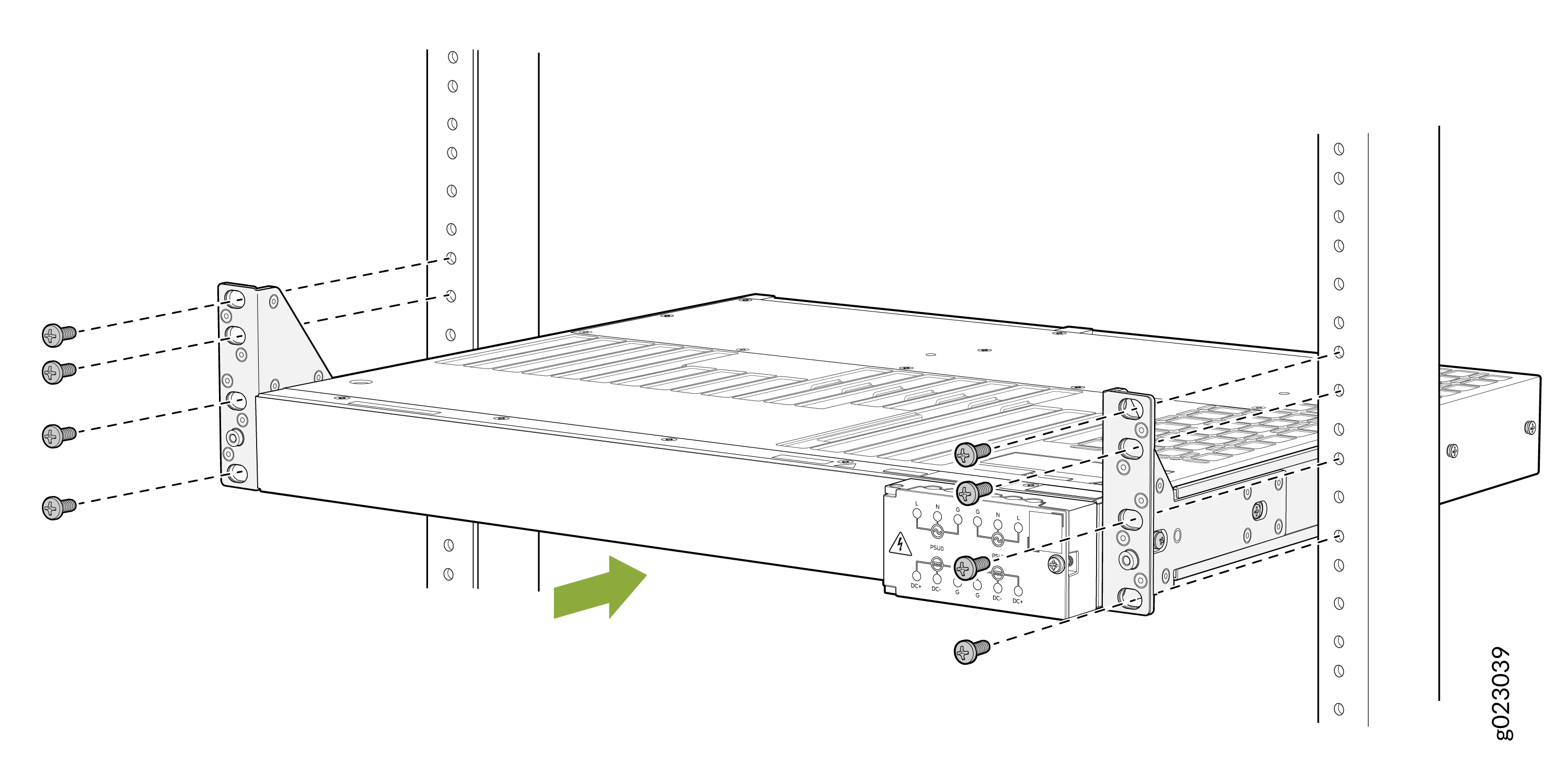 Attach the mounting brackets to the rack