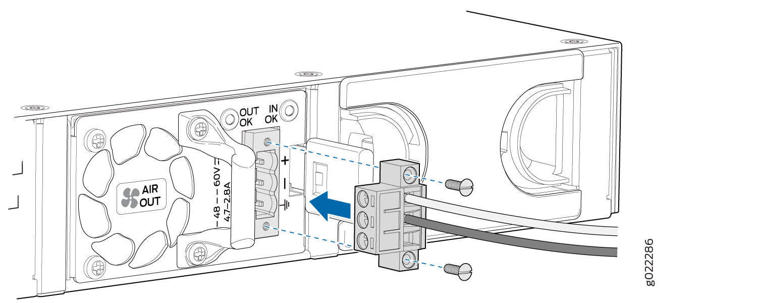 Securing the Terminal Connector to the DC Power Inlet