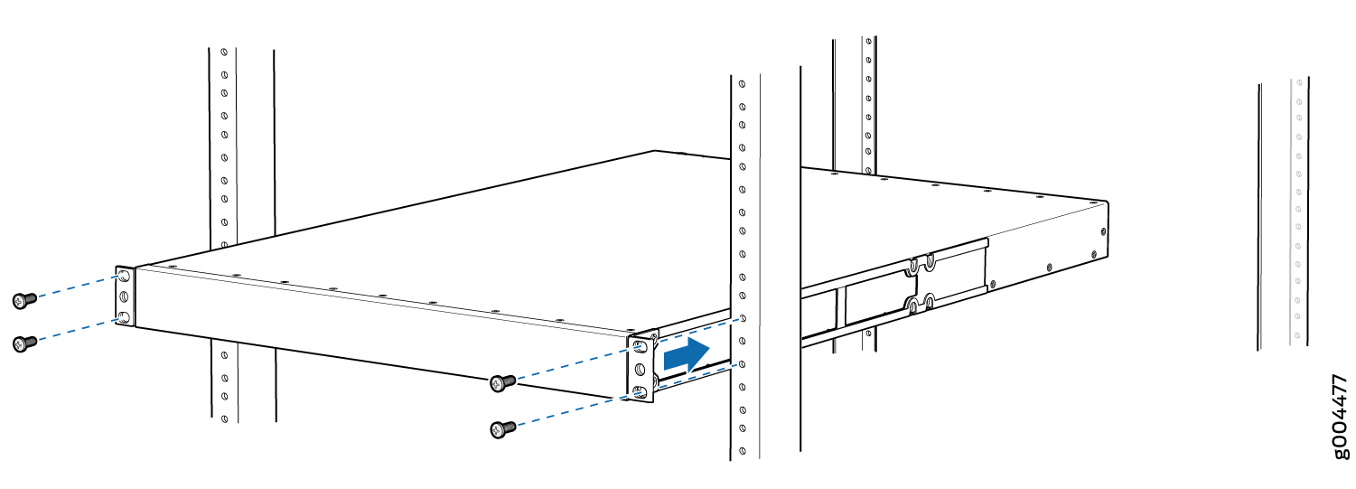Mounting the Switch on Front Posts of a Rack