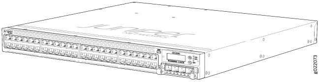 Juniper Networks switch with multiple front panel ports for connecting network cables used in data centers or enterprise networks.