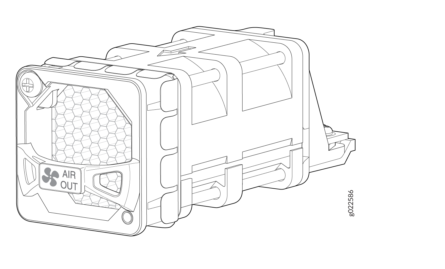 Air outlet module with fan icon and 