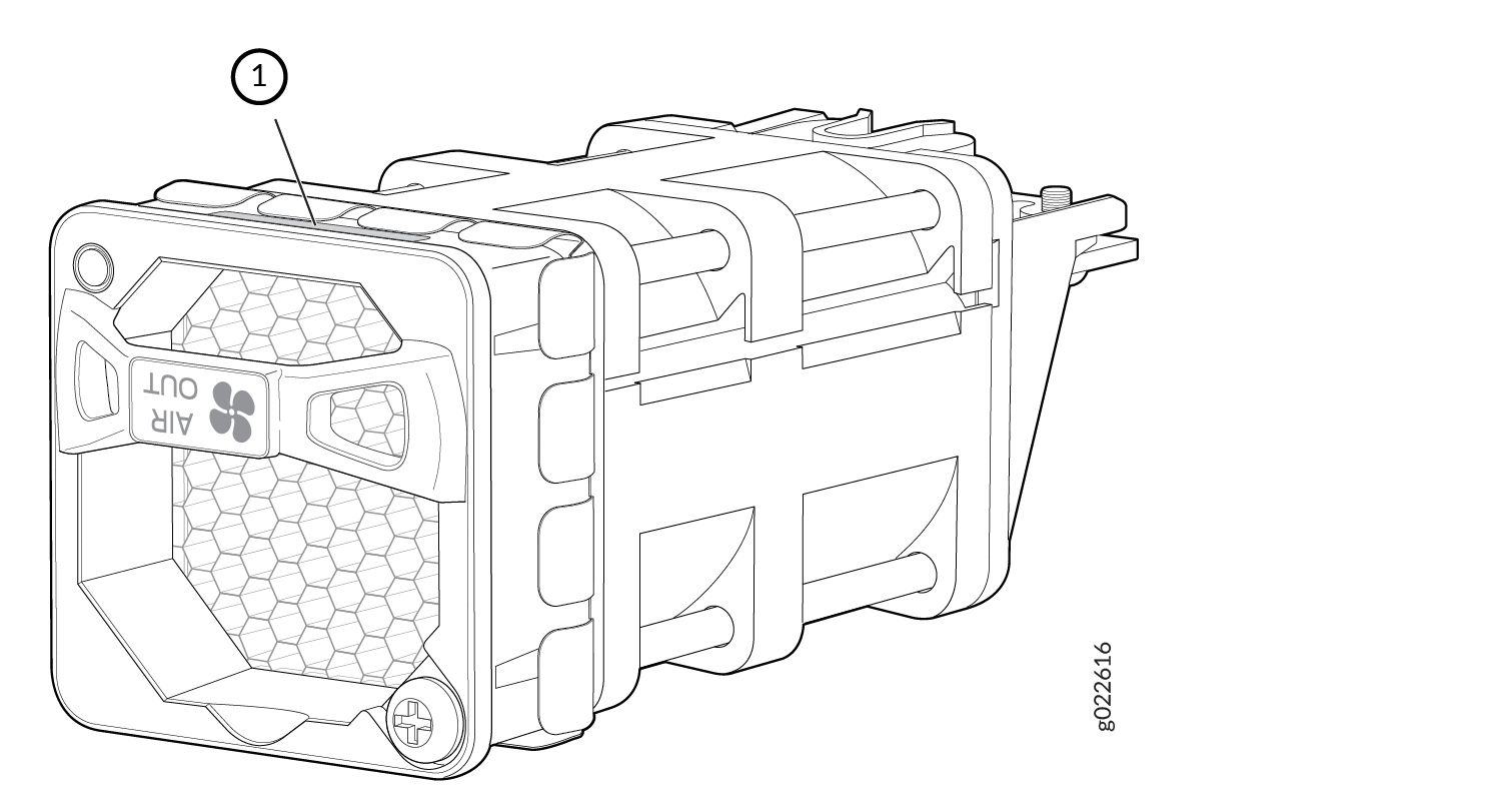 Technical drawing of air filter showing AIR OUT section with honeycomb pattern for airflow and particle trapping.
