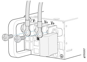 Securing Ring Lugs to the Terminals on the EX4600 DC Power Supply