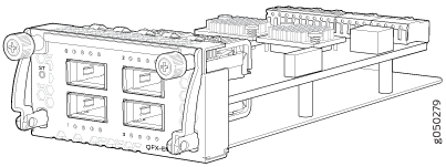Network interface card with multiple ports for fiber optic or Ethernet connections and connectors for hardware interfacing.