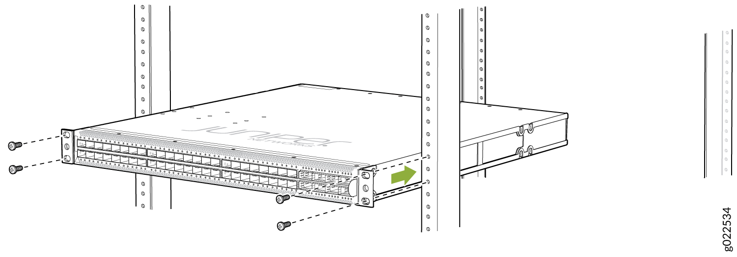 Mounting the Switch on Front Posts of a Rack