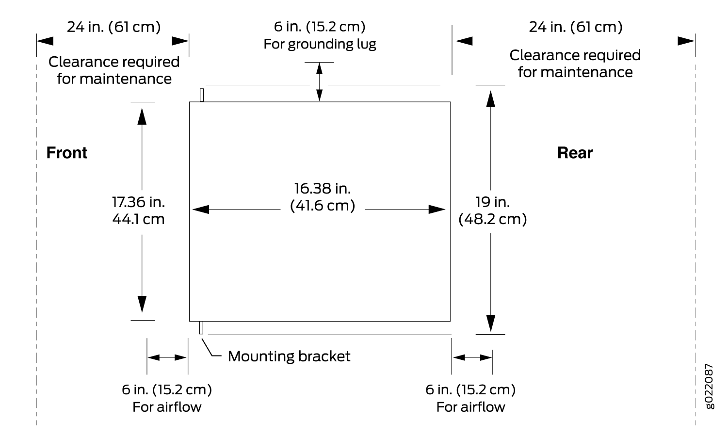 Clearance Requirements for Airflow and Hardware Maintenance for an EX4650 Switch