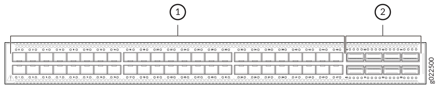 Components on the Front Panel of an EX4650 Switch