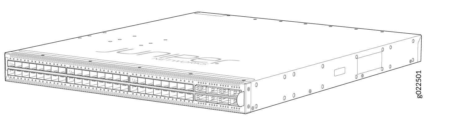 Juniper Networks network switch front panel with multiple ports for managing data traffic.