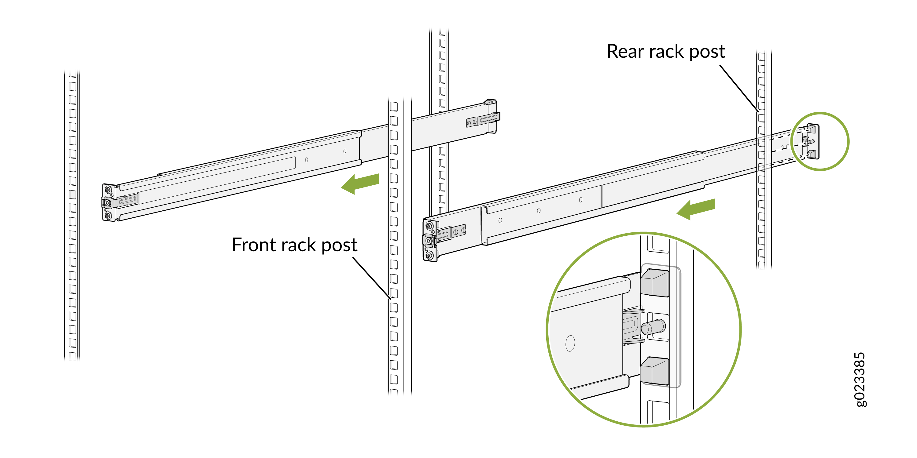 Align the guide blocks rear-mounting rail