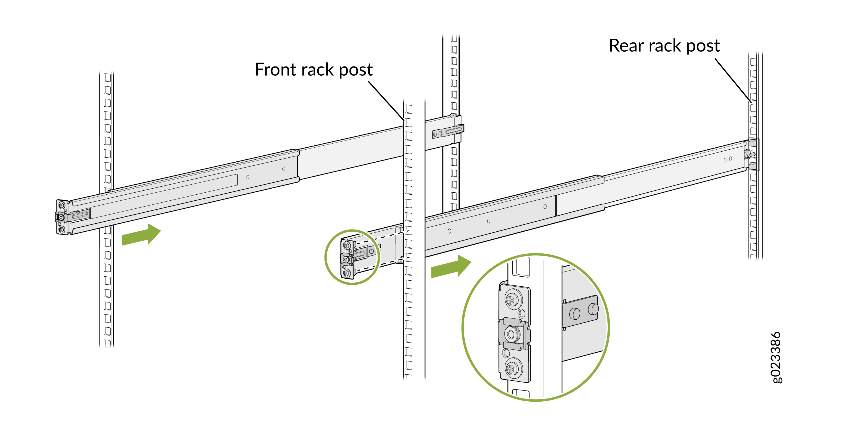 Align the guide blocks of the front-mounting rail