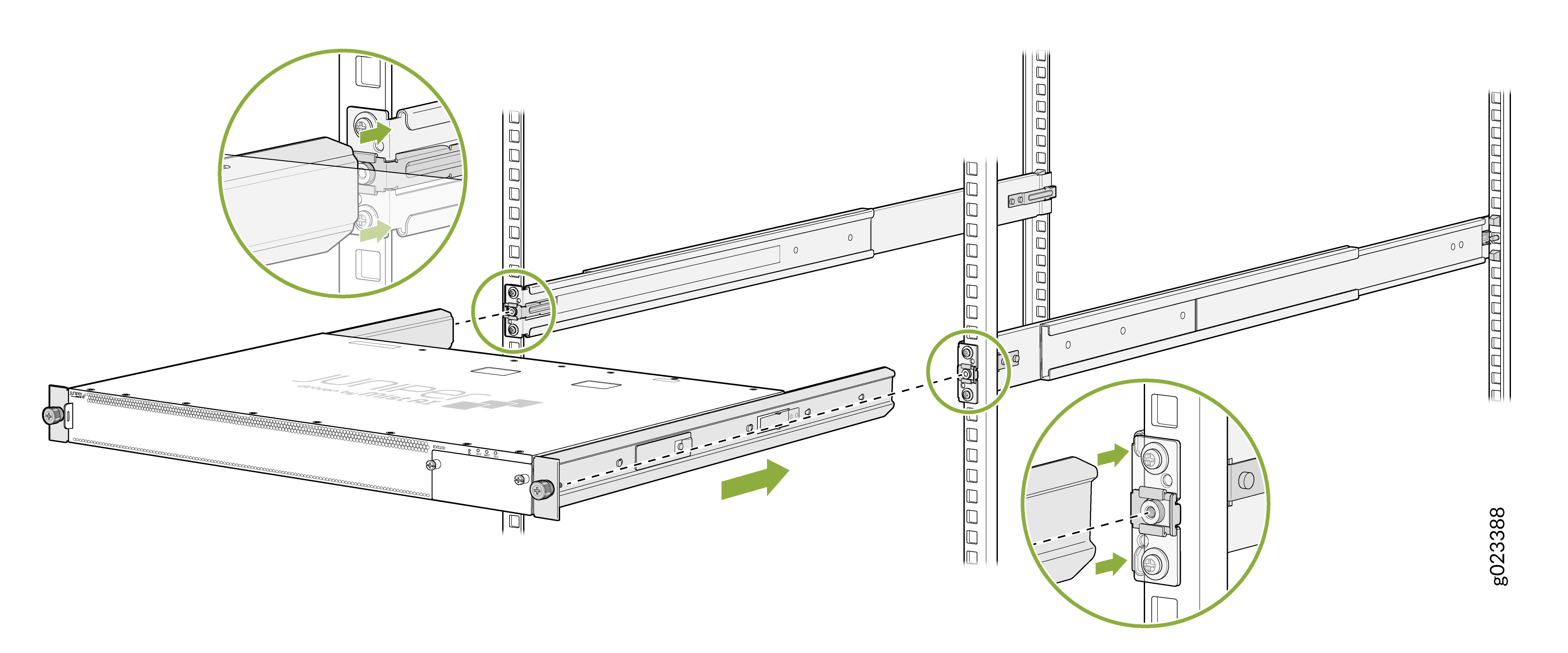 Position the switch in the rack