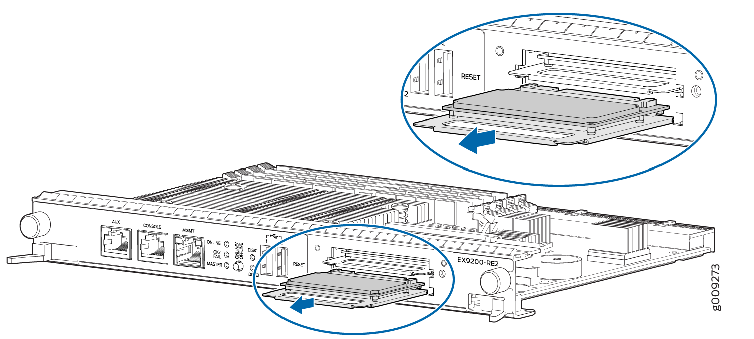 Removing an SSD in the EX9200-RE2 Routing Engine