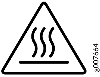 Hot surface warning symbol with triangular shape and wavy lines indicating potential burn risk.