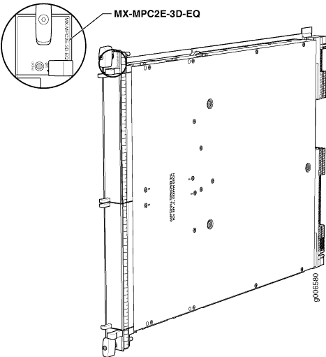 Technical drawing of a modular LED display panel showing structure, mounting points, and connectors with a zoomed part labeled MX-MIPC2E-3D-EQ.