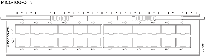 MIC-10G-OTN module layout showing ports for 10 Gigabit Optical Transport Network connectivity in networking equipment.
