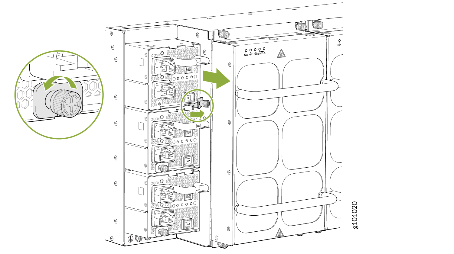 Remove a JNP10K-PWR-AC2 Power Supply from an MX10004