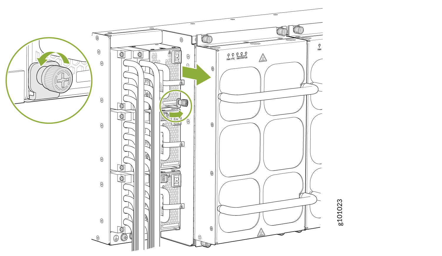 Remove a JNP10K-PWR-DC2 Power Supply on an MX10004