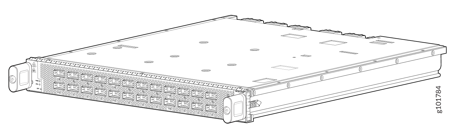 Line card with multiple ports for network cables, designed for chassis-based systems to expand connectivity in enterprise or data centers.