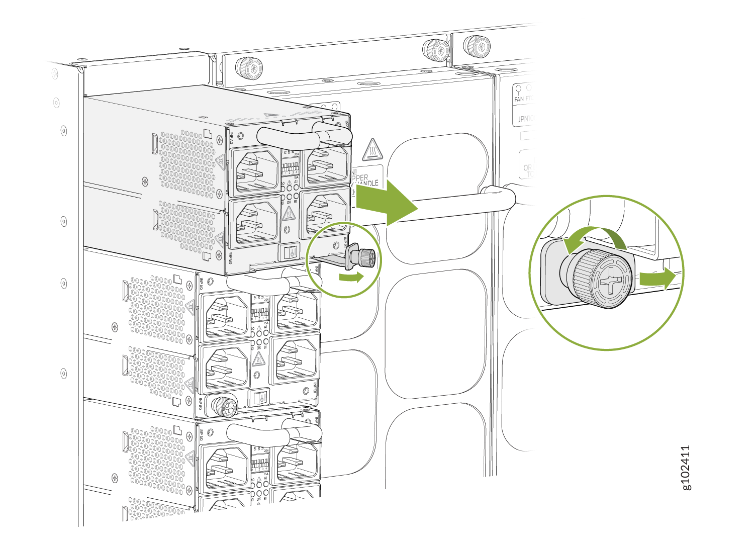 Remove a JNP10K-PWR-AC3 Power Supply from a MX10004