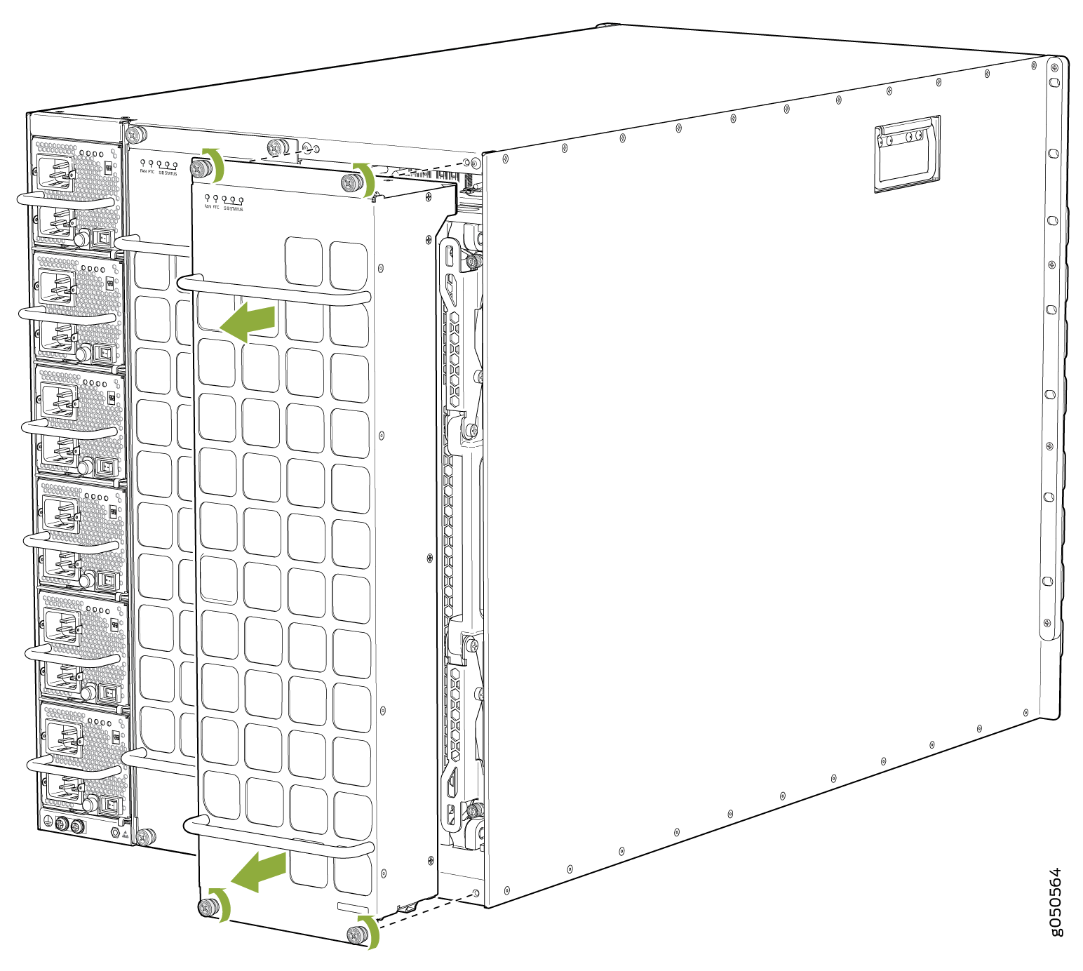 Removing Fan Tray JNP10008-FAN from an MX10008