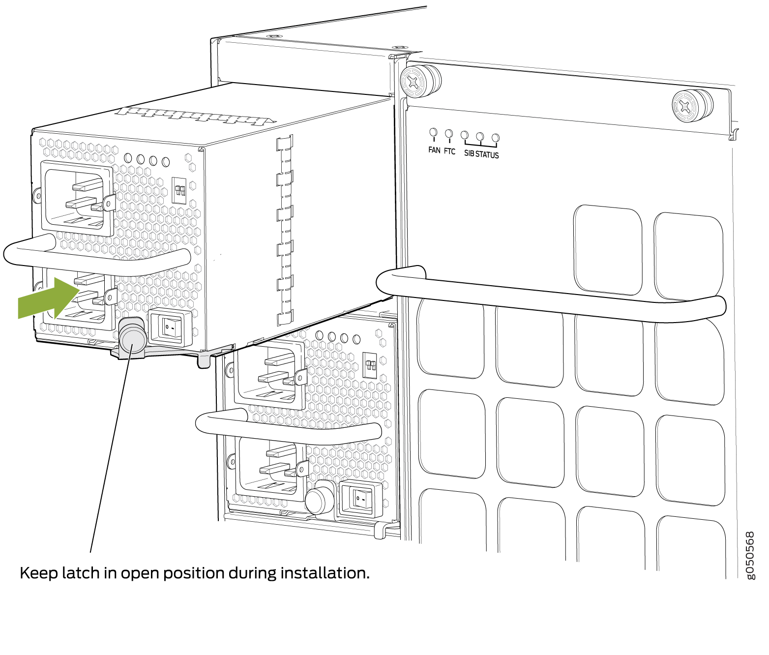 Installing a JNP10K-PWR-AC Power Supply in an MX10008