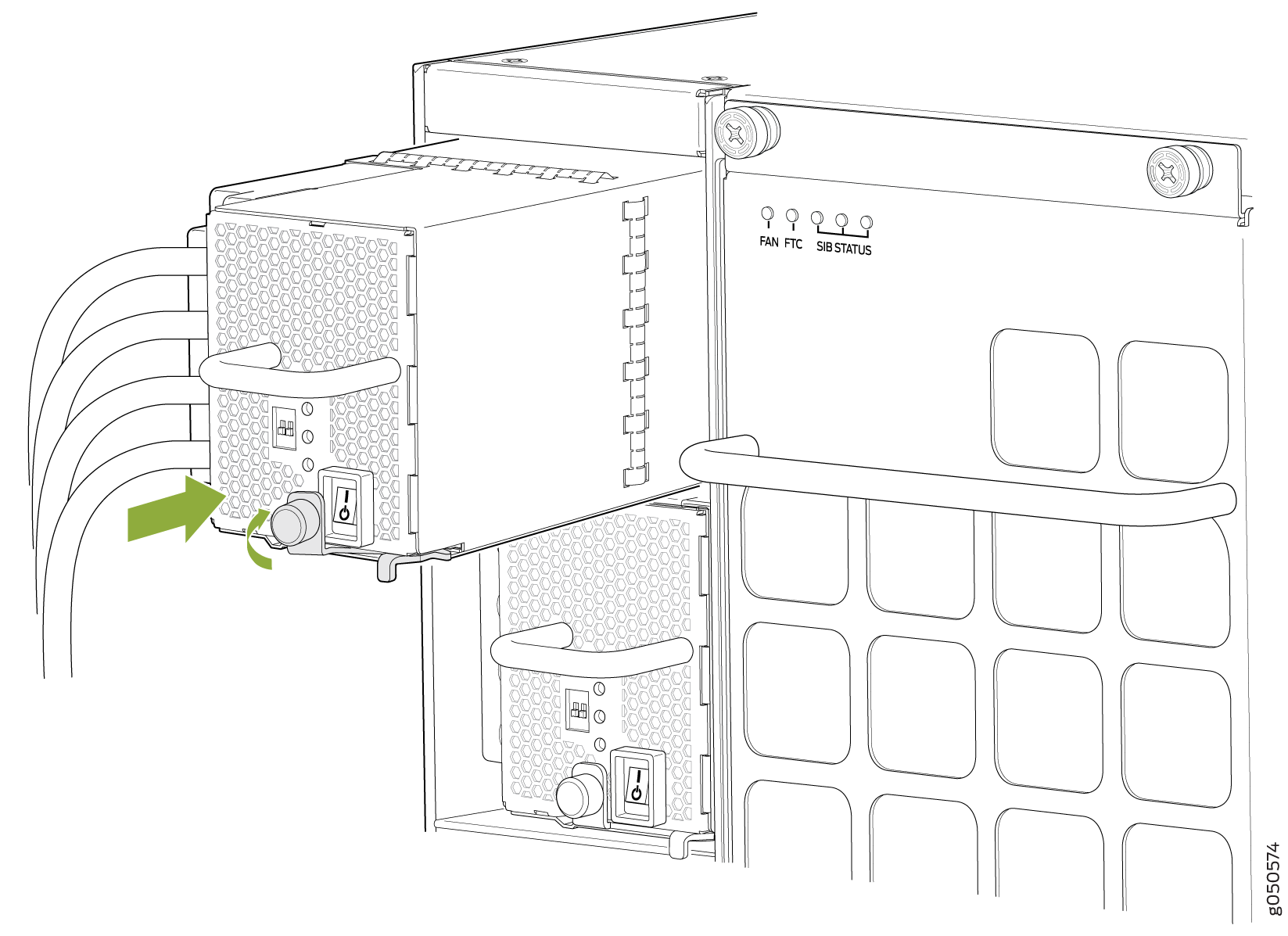 Installing a JNP10K-PWR-DC Power Supply in an MX10008
