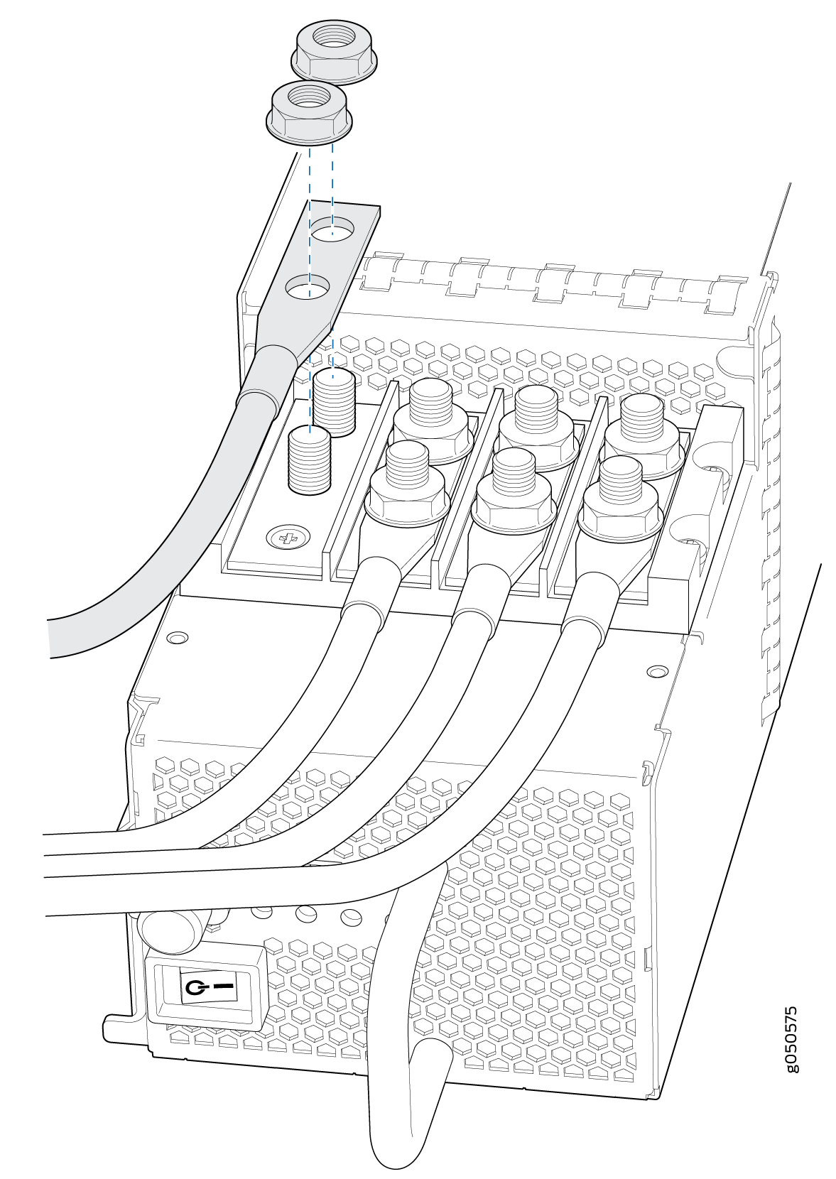 Connecting the DC Power Supply Cables to an JNP10K-PWR-DC