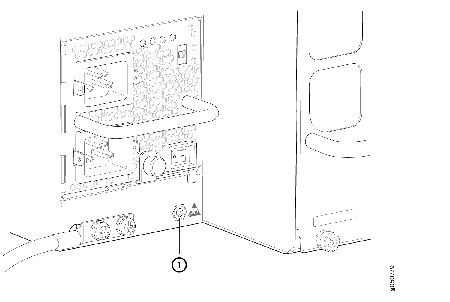 ESD Point on MX10016 Chassis Rear