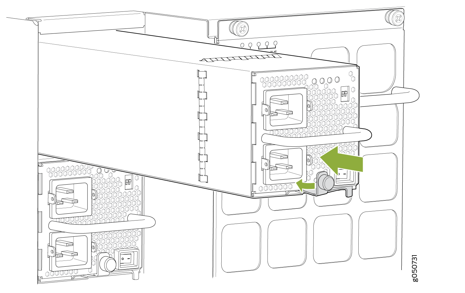 Installing a JNP10K-PWR-AC Power Supply in an MX10016