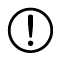 Exclamation mark inside a circle indicating caution or important information.